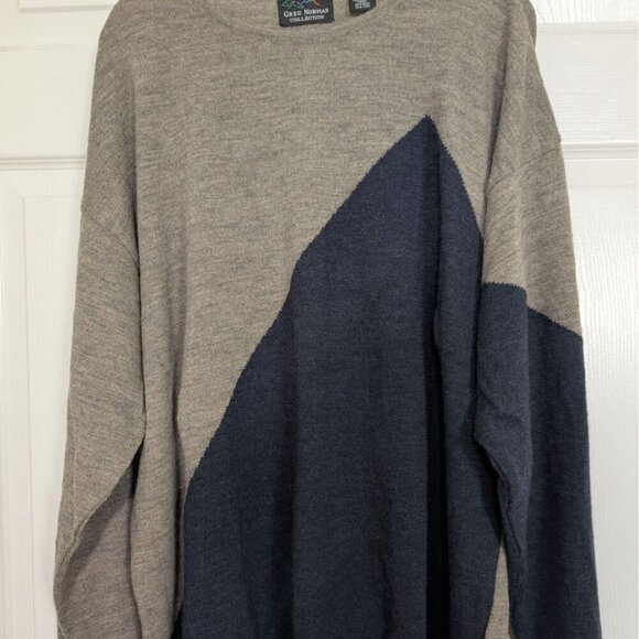 Greg Norman Merino Wool Sweater Mens Size XL Gray Knit Long Sleeve Crew Neck - Picture 2 of 11